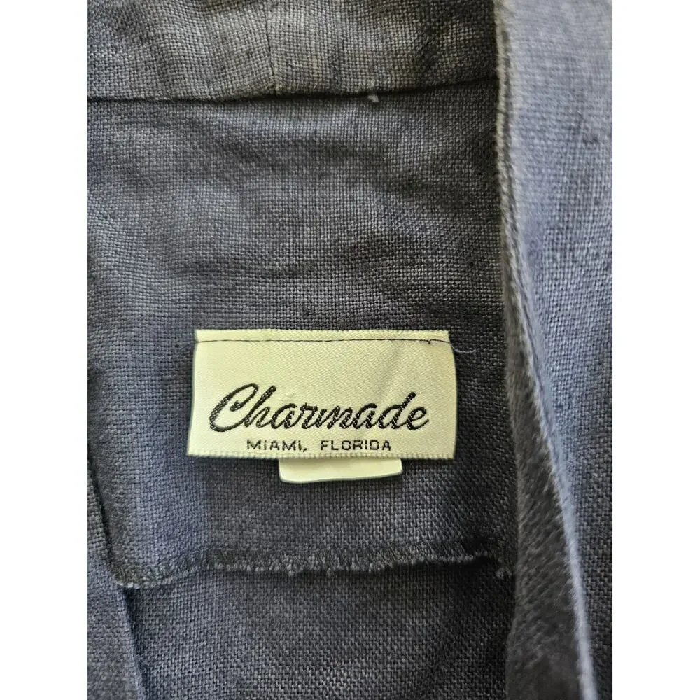 Vintage Charmade 100% Linen Open Blazer Jacket Women's‎ Size 11/12 Coastal